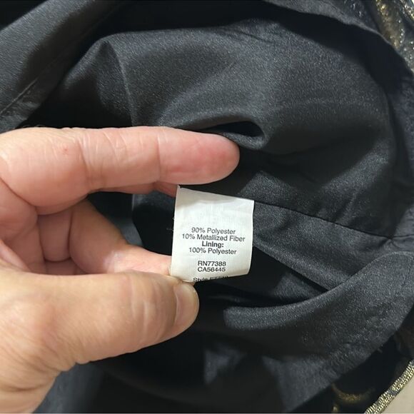 J. Crew 8 Black Metallic Gold Circle Brocade Sleeveless Formal Dress Pockets - Picture 11 of 12